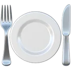 Apple platformon a(z) fork and knife with plate képe