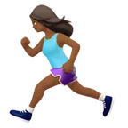 woman running: medium-dark skin tone สำหรับแพลตฟอร์ม Apple