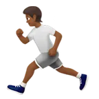 person running: medium-dark skin tone untuk platform Apple