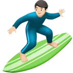 man surfing: light skin tone untuk platform Apple
