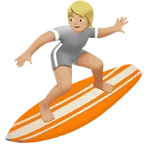 person surfing: medium-light skin tone untuk platform Apple