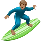 man surfing: medium skin tone untuk platform Apple