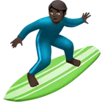 man surfing: dark skin tone for Apple platform