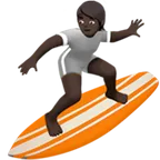 person surfing: dark skin tone สำหรับแพลตฟอร์ม Apple