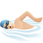 man swimming: light skin tone til Apple platform