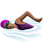 woman swimming: medium skin tone สำหรับแพลตฟอร์ม Apple