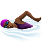 woman swimming: medium-dark skin tone pentru platforma Apple