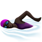 woman swimming: dark skin tone for Apple platform