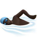 man swimming: dark skin tone pentru platforma Apple