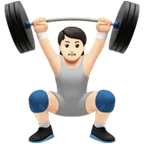 person lifting weights: light skin tone สำหรับแพลตฟอร์ม Apple