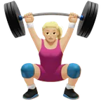 Apple platformu için woman lifting weights: medium-light skin tone