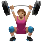 woman lifting weights: medium skin tone untuk platform Apple