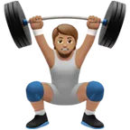 person lifting weights: medium skin tone per la piattaforma Apple