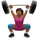 Apple dla platformy woman lifting weights: medium-dark skin tone