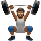 person lifting weights: medium-dark skin tone สำหรับแพลตฟอร์ม Apple