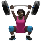 Apple dla platformy woman lifting weights: dark skin tone