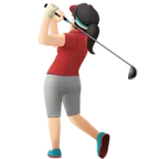woman golfing: light skin tone لمنصة Apple