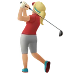 Apple platformu için woman golfing: medium-light skin tone