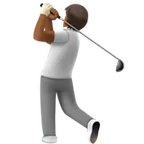 person golfing: medium-dark skin tone untuk platform Apple