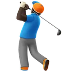 man golfing: dark skin tone untuk platform Apple