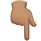 Appleプラットフォームのbackhand index pointing down: medium skin tone