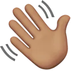 Apple 플랫폼을 위한 waving hand: medium skin tone