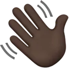 waving hand: dark skin tone untuk platform Apple