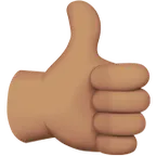 Apple 플랫폼을 위한 thumbs up: medium skin tone