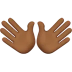 open hands: medium-dark skin tone สำหรับแพลตฟอร์ม Apple