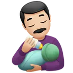 man feeding baby: light skin tone per la piattaforma Apple