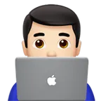 man technologist: light skin tone para la plataforma Apple