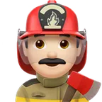 man firefighter: light skin tone untuk platform Apple