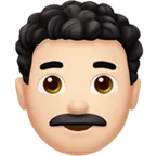 man: light skin tone, curly hair لمنصة Apple