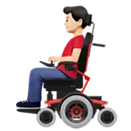 man in motorized wheelchair: light skin tone per la piattaforma Apple