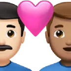 couple with heart: man, man, light skin tone, medium skin tone für Apple Plattform