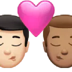 kiss: man, man, light skin tone, medium skin tone for Apple platform