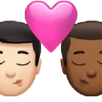 kiss: man, man, light skin tone, medium-dark skin tone for Apple platform