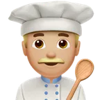 man cook: medium-light skin tone สำหรับแพลตฟอร์ม Apple