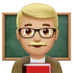 man teacher: medium-light skin tone för Apple-plattform