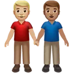 men holding hands: medium-light skin tone, medium skin tone per la piattaforma Apple