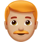 Apple platformu için man: medium-light skin tone, red hair