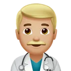 man health worker: medium-light skin tone pentru platforma Apple