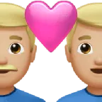 Apple 플랫폼을 위한 couple with heart: man, man, medium-light skin tone