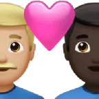 Apple dla platformy couple with heart: man, man, medium-light skin tone, dark skin tone