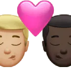 kiss: man, man, medium-light skin tone, dark skin tone for Apple platform