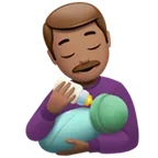 man feeding baby: medium skin tone alustalla Apple