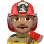 man firefighter: medium skin tone alustalla Apple