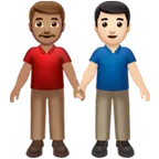 Apple 플랫폼을 위한 men holding hands: medium skin tone, light skin tone