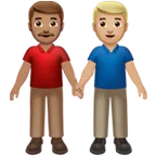 men holding hands: medium skin tone, medium-light skin tone per la piattaforma Apple