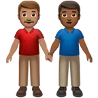 men holding hands: medium skin tone, medium-dark skin tone per la piattaforma Apple